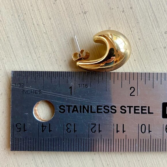 Gold Tone Teardrop Stud Earrings - Picture 5 of 7